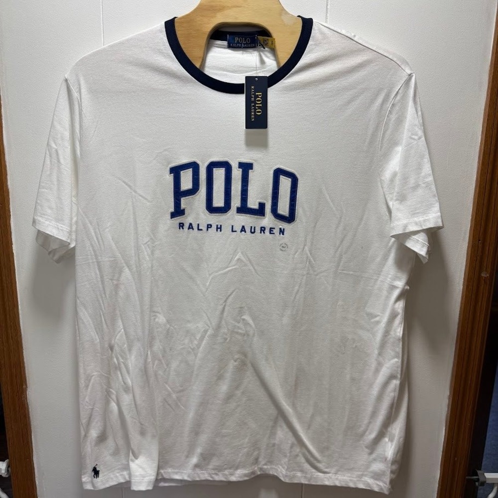 Polo Ralph Lauren Mens White Navy Ringer T-Shirt Applique Logo 3XLT Big and Tall